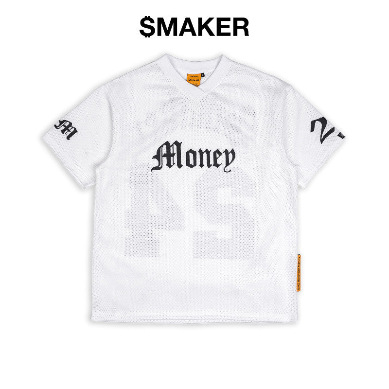 [SMAKER] Mesh T-shirt, 100% airy mesh fabric suitable for summer - MONEY 24 MESH TEE IN WHITE