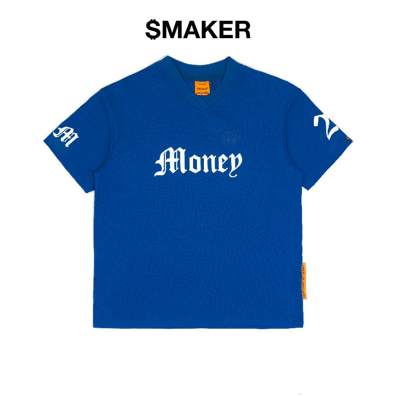 [SMAKER] Blue mesh t-shirt, 100% airy mesh fabric suitable for summer - MONEY 24 MESH TEE IN BLUE