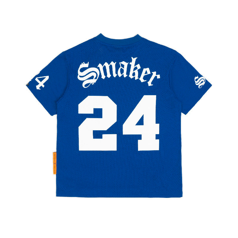 [SMAKER] Blue mesh t-shirt, 100% airy mesh fabric suitable for summer - MONEY 24 MESH TEE IN BLUE