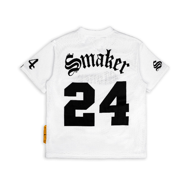 [SMAKER] Mesh T-shirt, 100% airy mesh fabric suitable for summer - MONEY 24 MESH TEE IN WHITE