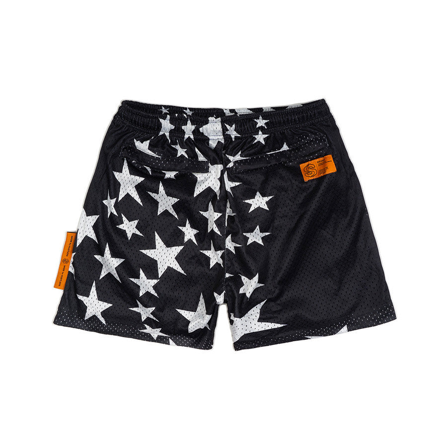 [SMAKER] Quần short lưới hình sao màu đen - STARS MESH SHORT IN BLACK