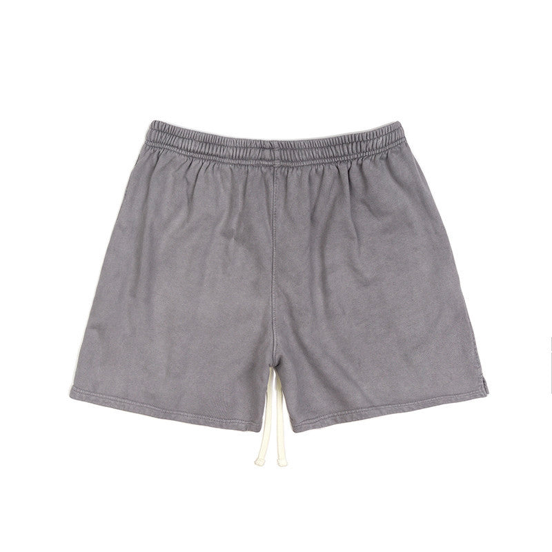 [SMAKER] Quần đùi màu xám 100% cotton washed form ngắn - TRIBAL LOGO WASHED SHORTS IN GREY