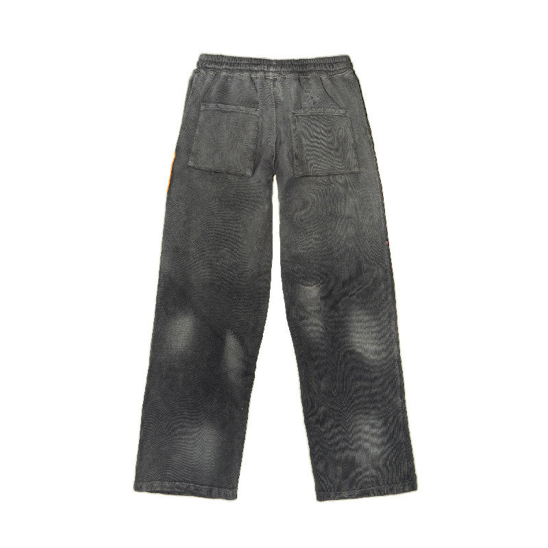 [SMAKER] Washed gray pants 100% cotton felt - VINTAGE SMAKER WASHED SWEAT PANTS IN GRAY