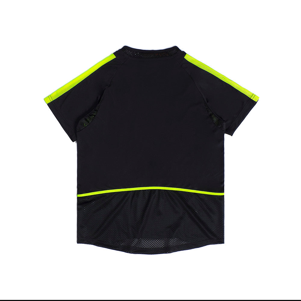 [SMAKER] Áo đá banh màu neon 100% vải lưới màu đen phối xanh lá neon - JERSEY SOCCER TEE