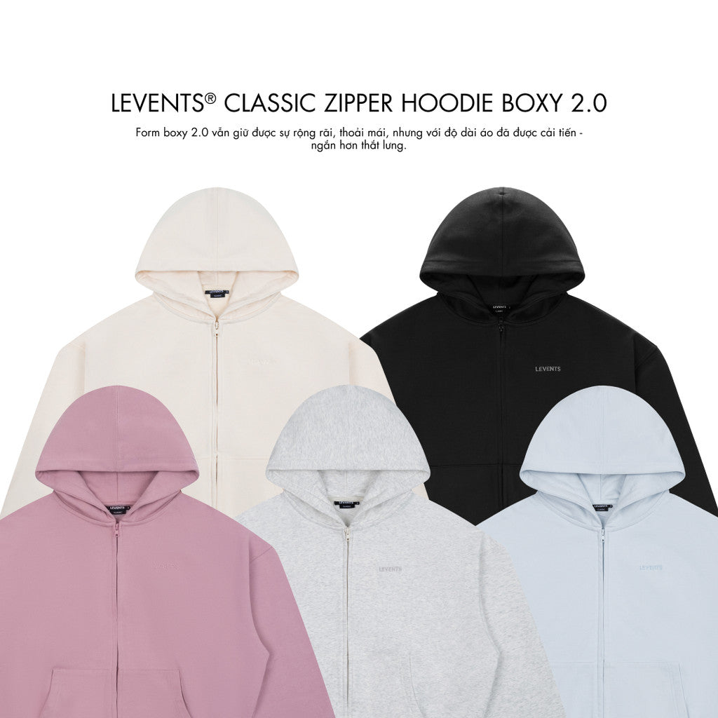 Áo Zipper Hoodie Levents Classic Boxy 2.0 Chất Nỉ Chân Cua Unisex