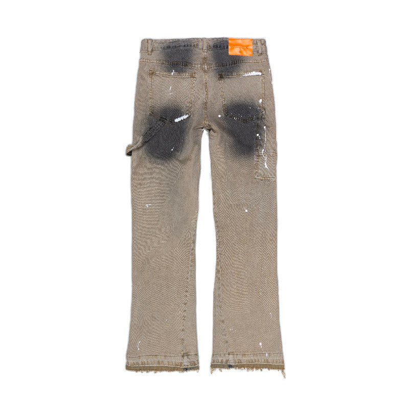 [SMAKER] SPLASHED FLARE JEANS IN DIRT GREY