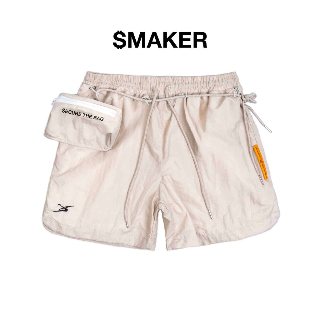 [SMAKER] Quần đùi form ngắn vải nylon màu kem có túi nhỏ đi kèm - SHORT NYLON EXTRA POCKET IN CREAM