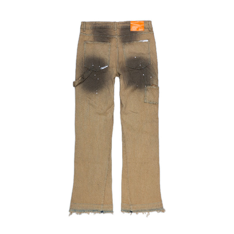 [SMAKER] Quần jeans vải denim màu nâu đen - SPLASHED FLARE JEANS IN DIRT BROWN