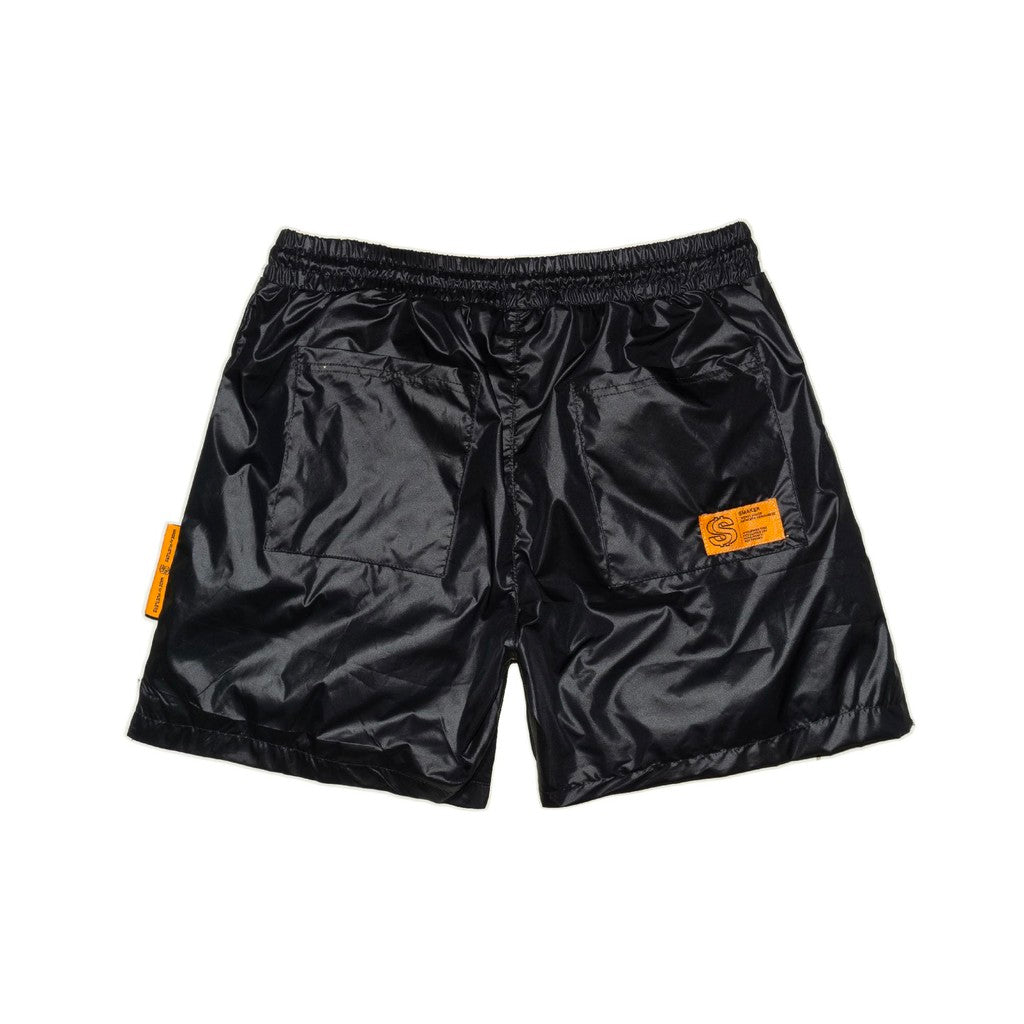 [SMAKER] Black nylon short shorts - LOGOS NYLON SHORT IN BLACK