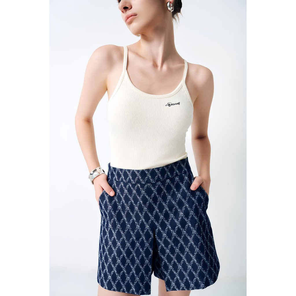 Quần Short Ngắn Giả Váy Nữ   Hoạ Tiết Ô Trám XIJA SKIRT_ U4SWH2408012