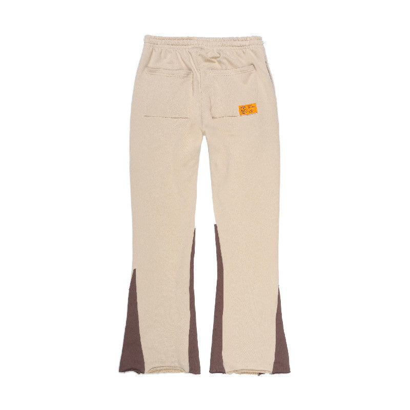 [SMAKER] 100% cotton flannel flared tan pants - SMAKER FLAME FLARE SWEAT PANTS IN TAN