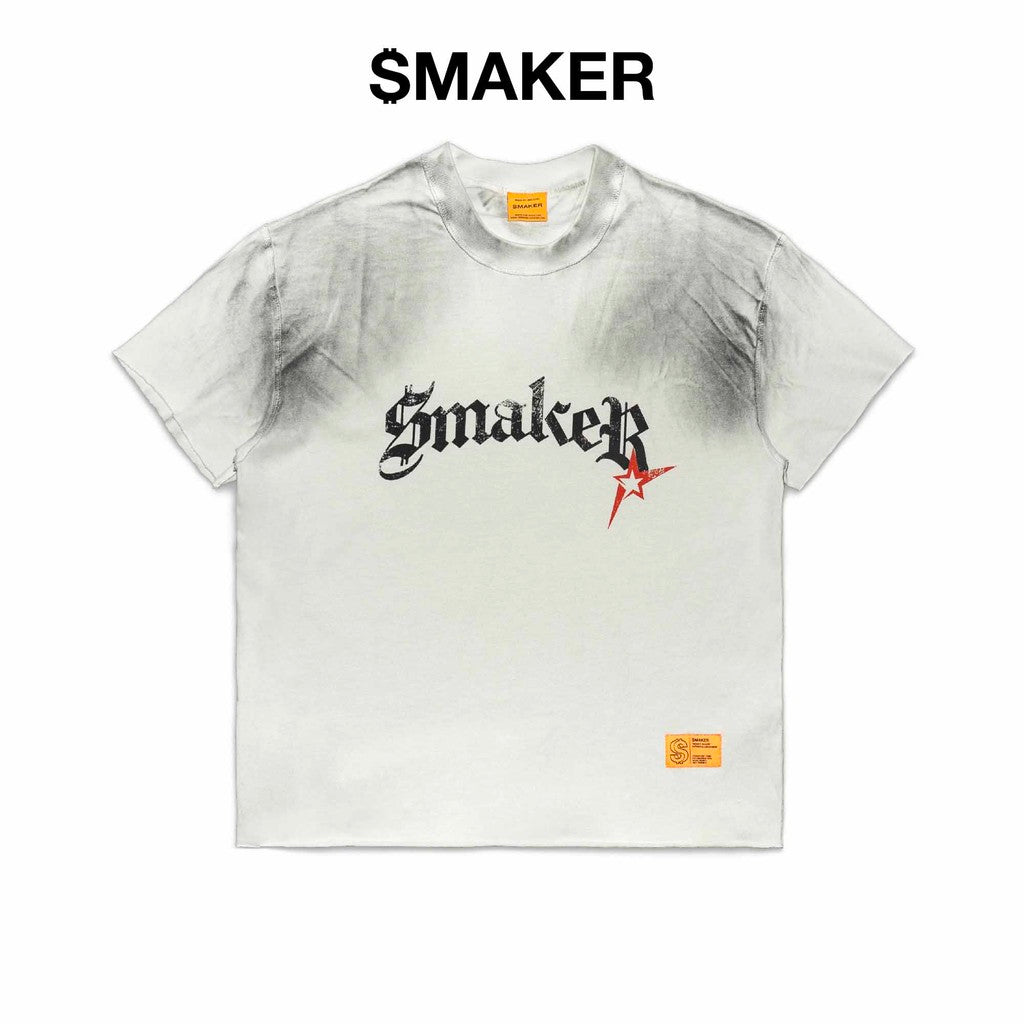 [SMAKER] Áo thun trắng 100% cotton washed - SMAKER DISTRESSED BOXY WASHED TEE IN WHITE