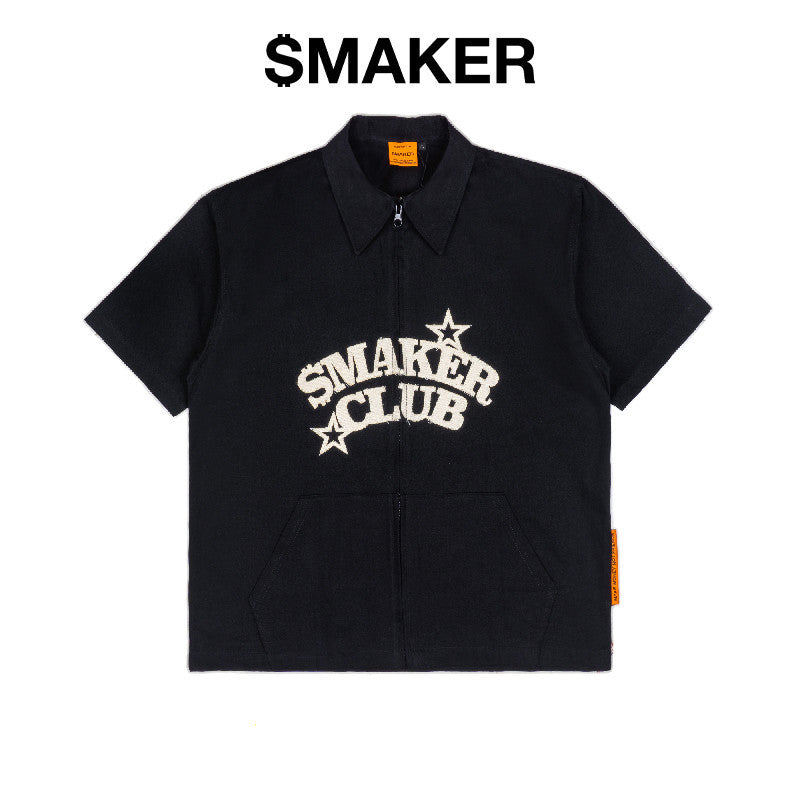 [SMAKER] Black khaki shirt - RAW SMAKER KHAKI BOXY SHIRT IN BLACK