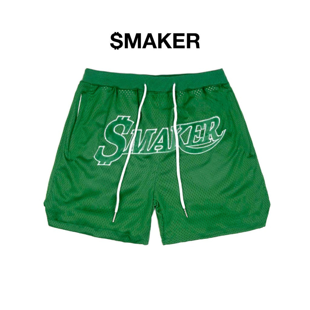 [SMAKER] Quần đùi form ngắn vải lưới thoáng mát màu xanh lá - $MAKER MESH SHORT IN GREEN