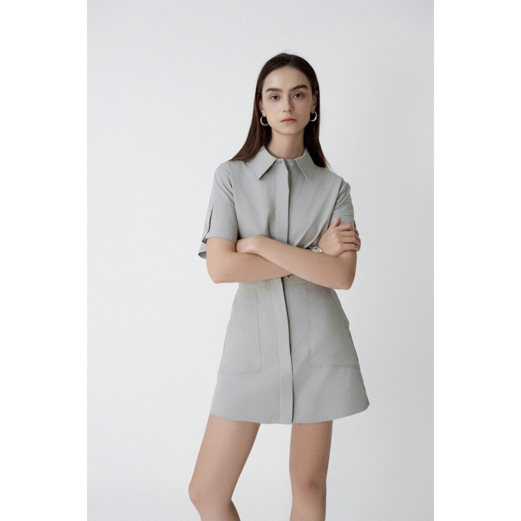 DEXUS Women's Short-Sleeved Dress/Gray Color Youthful Elegant ELLEN DRESS_ DXV160014