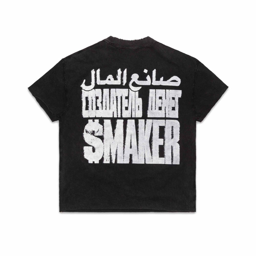 [SMAKER] Áo thun 100% cotton washed hình mắt màu đen - THE EYE SHORT SLEEVES WASHED TEE IN BLACK