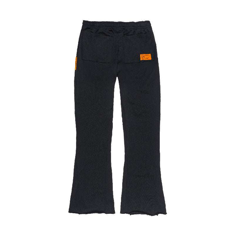 [SMAKER] 100% cotton flannel flared black pants - SMAKER FLAME FLARE SWEAT PANTS IN BLACK