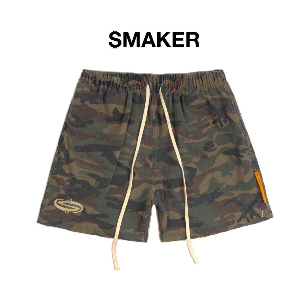 [SMAKER] Quần đùi vải kaki form ngắn hoạ tiết lính - LOGO KHAKI SHORTS IN CAMO