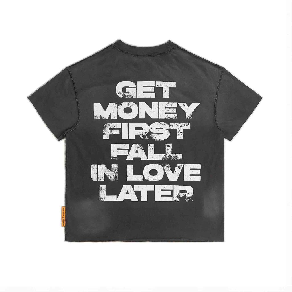 [SMAKER] 100% cotton washed gray unisex t-shirt - SINNER WORLD WASHED TEE IN GRAY
