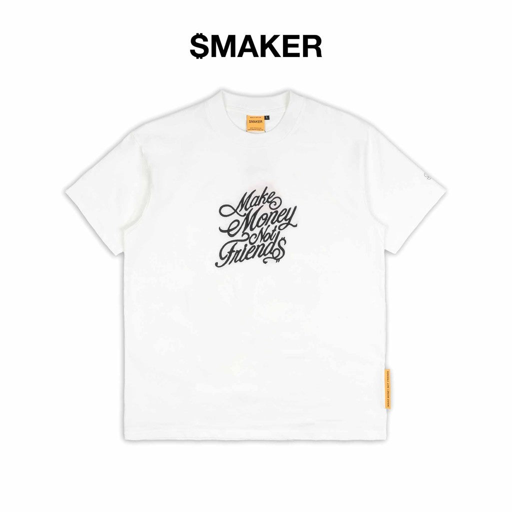 [SMAKER] Áo thun 100% cotton chữ thêu màu trắng - MMNF EMBROIDERY TEE IN WHITE