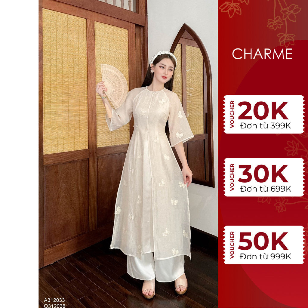 Áo dài tay lỡ thêu hoa Charme 312033