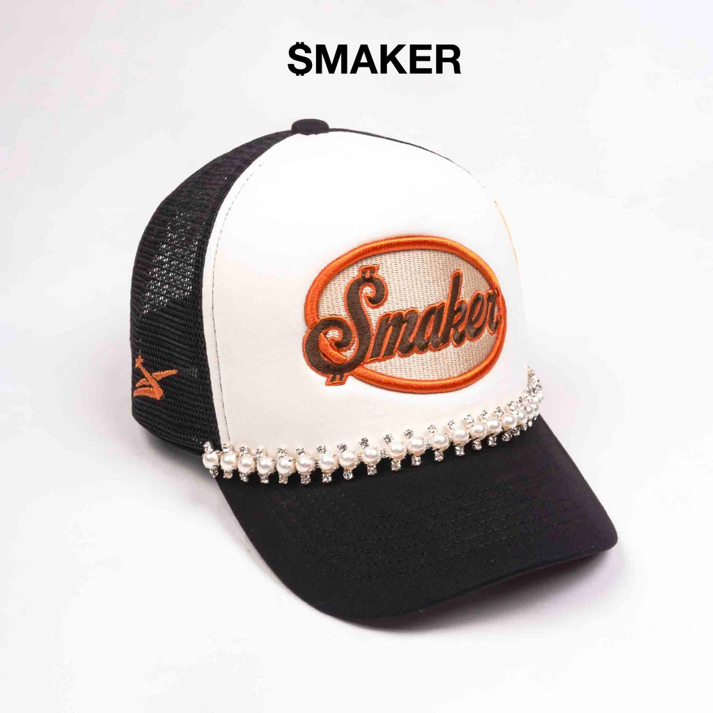 [SMAKER] Black mesh glitter pearl truck cap - $MAKER PEARL TRUCK HAT IN BLACK