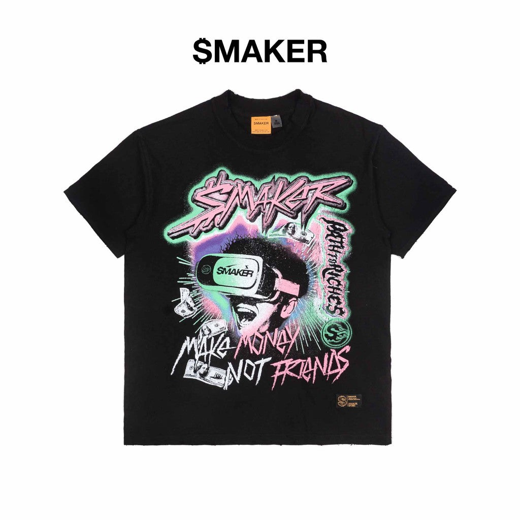 [SMAKER] Áo thun 100% cotton washed màu đen - PATH TO RICHES WASHED TEE IN BLACK