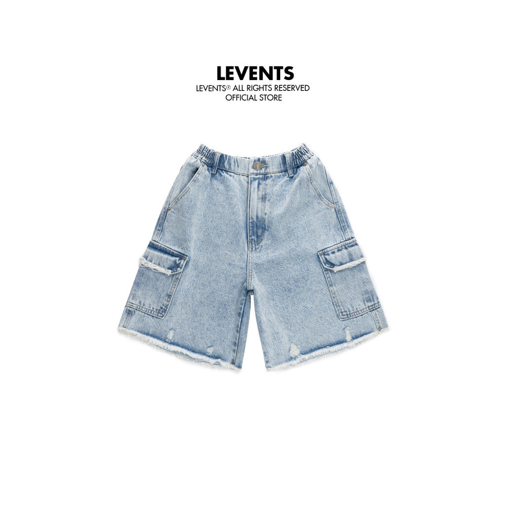 Quần Đùi Levents Cargo Denim Short Jeans/ Blue Pants Chất Denim Túi Hộp Unisex Short