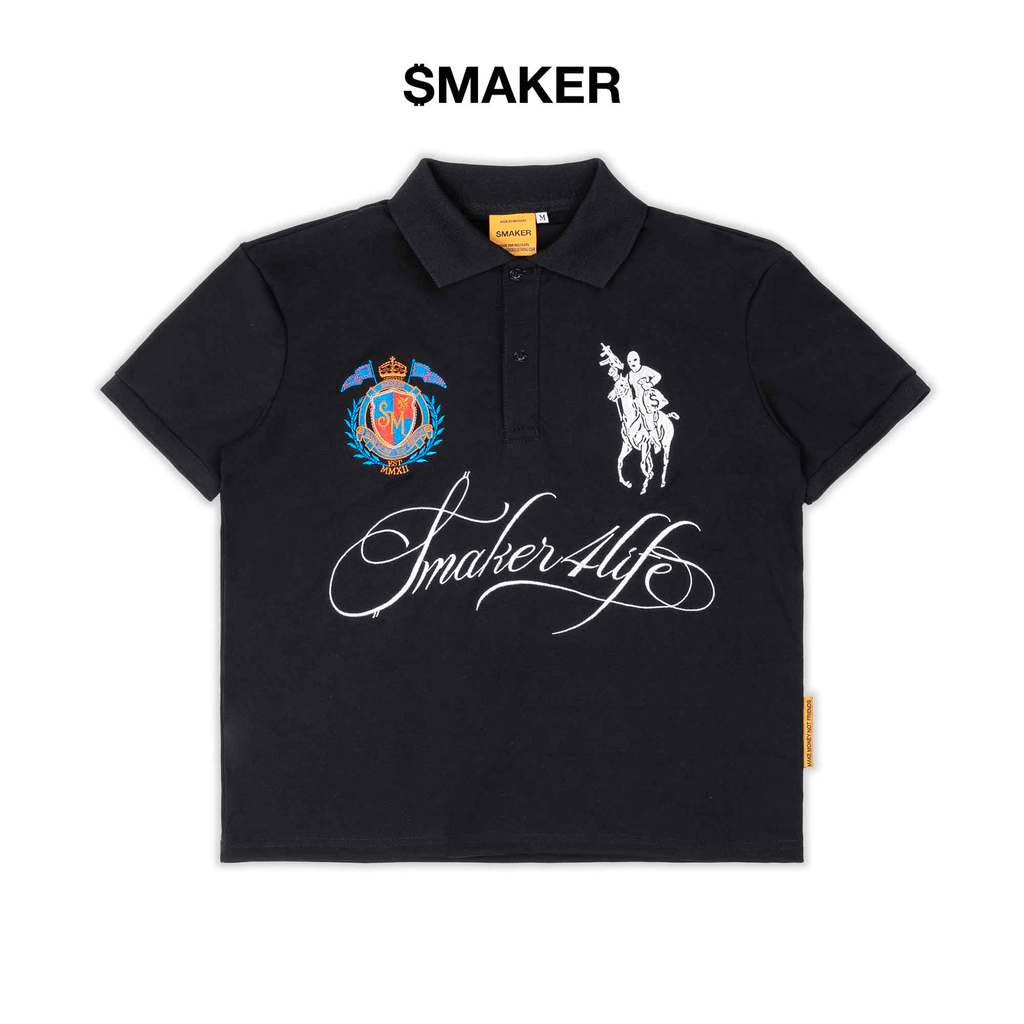[SMAKER] Áo thun polo 100% cotton màu đen - $4L POLO IN BLACK