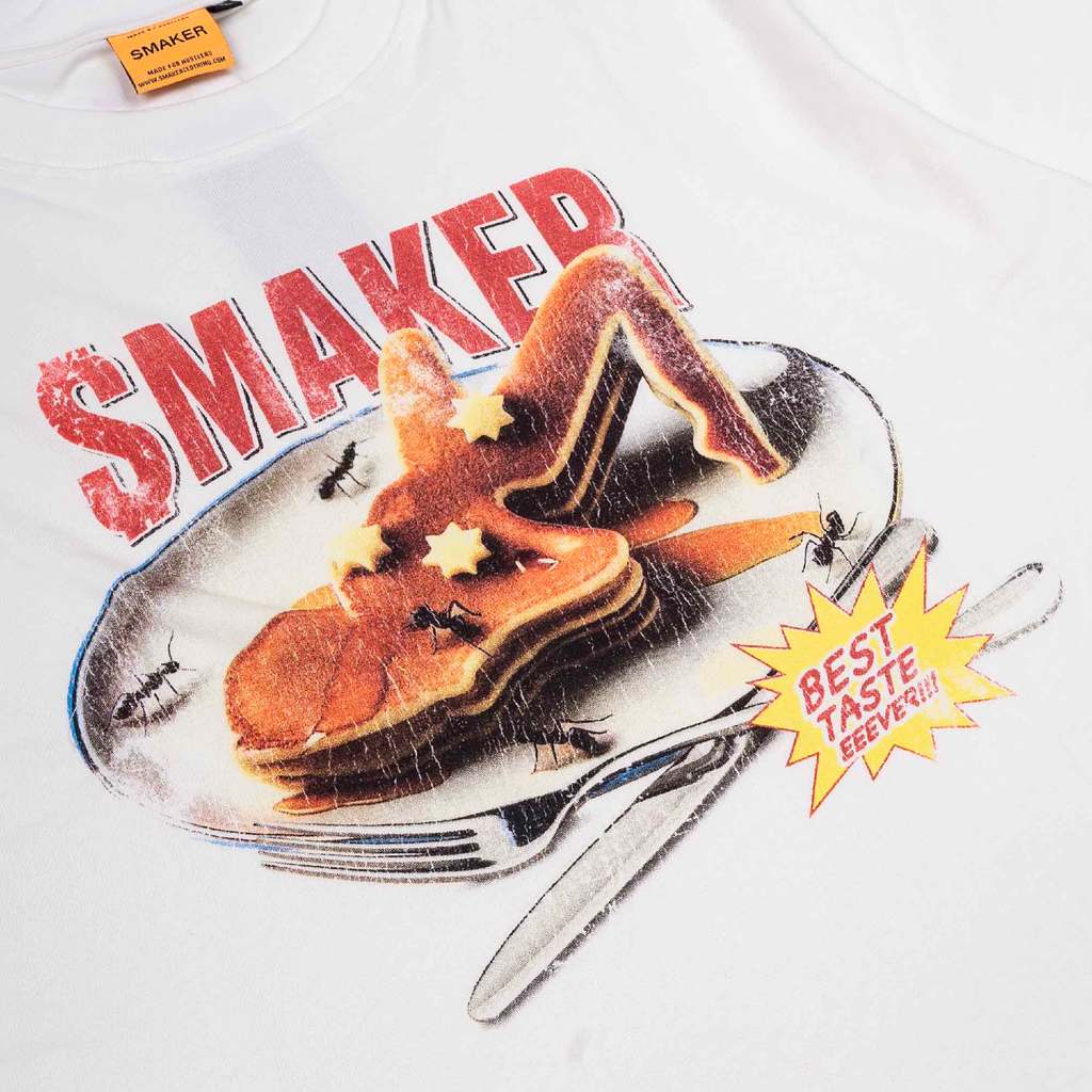 [SMAKER] Áo thun nam nữ unisex 100% cotton màu trắng - PANCAKE TEE IN WHITE