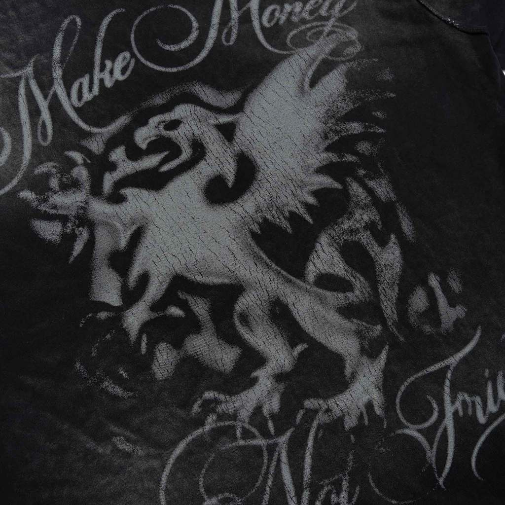 [SMAKER] Áo thun 100% cotton washed in hình sư tử khói - MMNF LION WASHED TEE IN BLACK