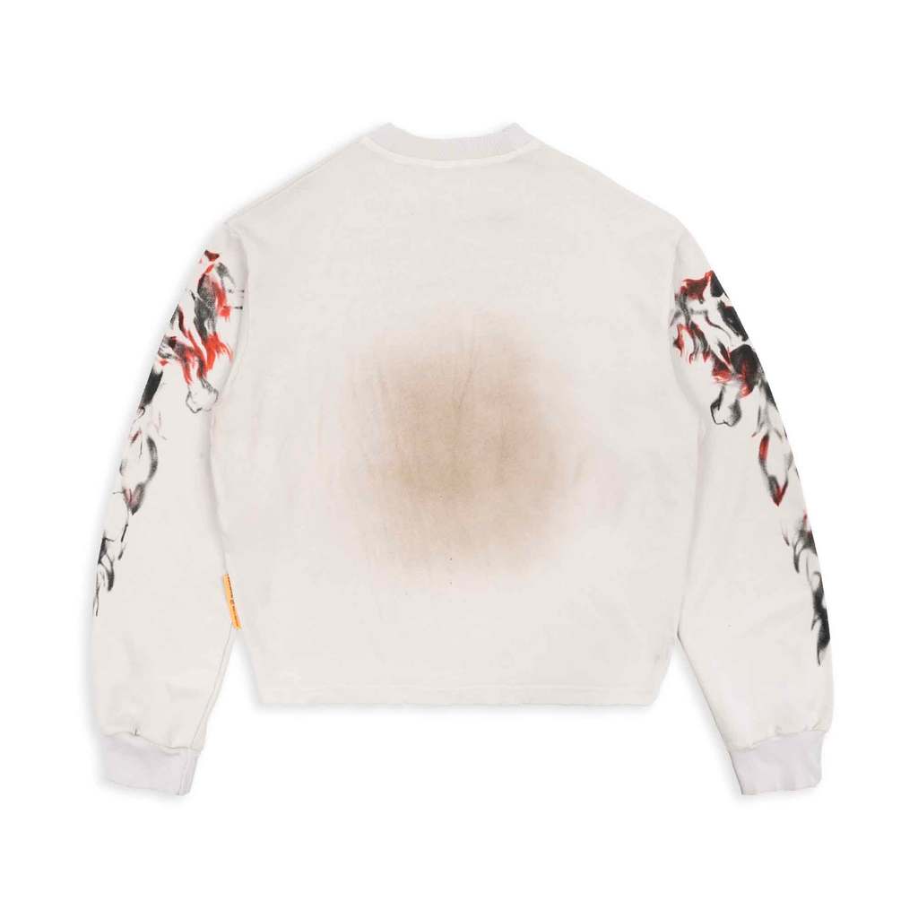 [SMAKER] Áo sweater màu trắng kem in hình đầu lâu - $4L SKULLS SWEATER IN CREAM