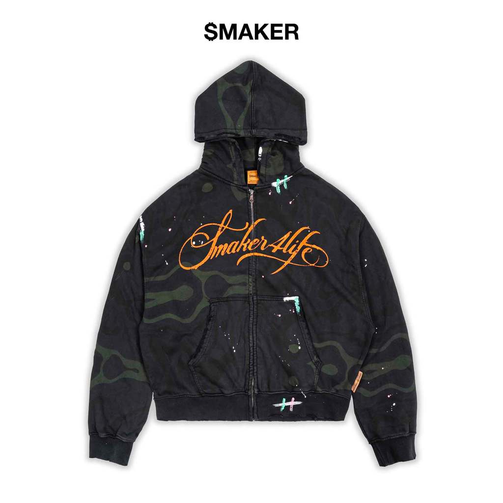 [SMAKER] 100% cotton zip-up hoodie with camo print and relaxed fit - $4L HOODIE IN CAMO