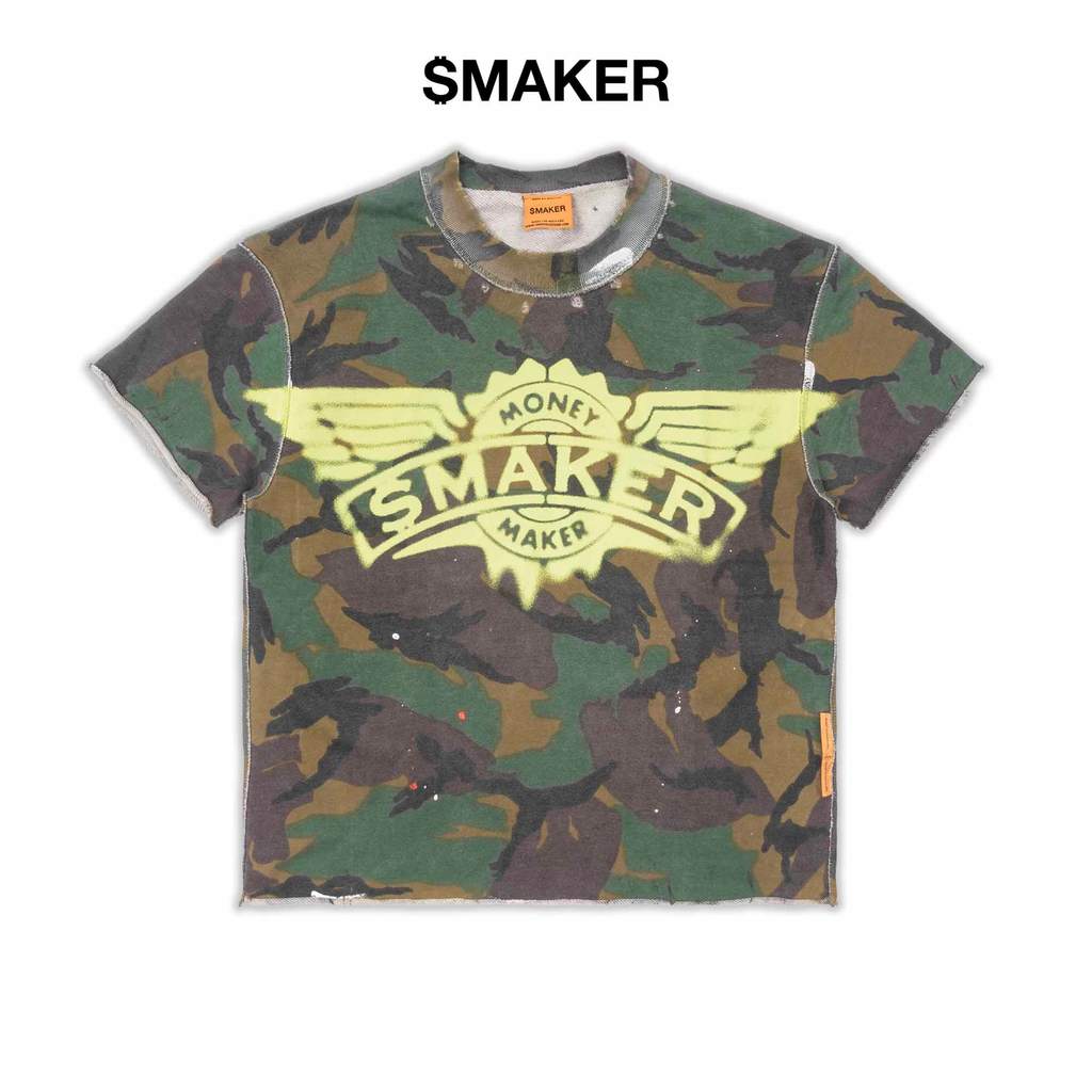 [SMAKER] 100% cotton camo t-shirt - WINGS CAMO WASHED TEE