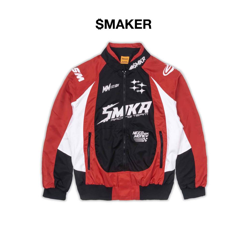 [SMAKER] Áo khoác đua xe phối màu đen đỏ - RACING TEAM JACKET IN RED