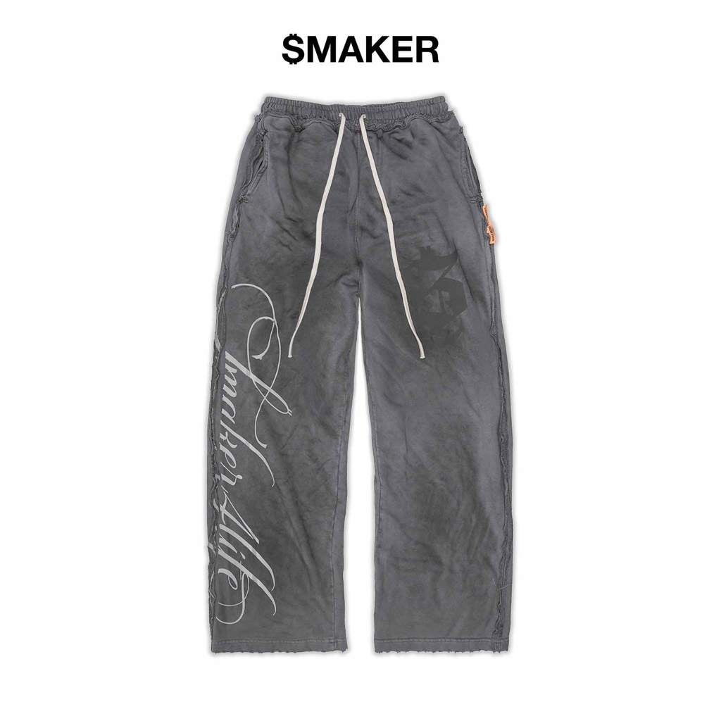 [SMAKER] Quần dài màu xám 100% cotton - $MAKER4LIFE WASHED PANTS IN GREY