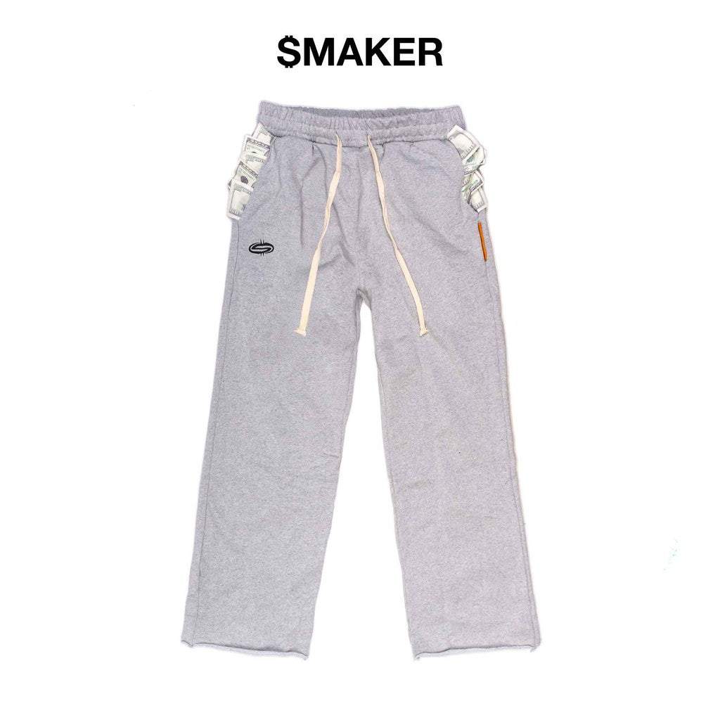 [SMAKER] 100% cotton grey fleece pants with pockets - 2 POCKETS FULL SWEAT PANTS IN GREY