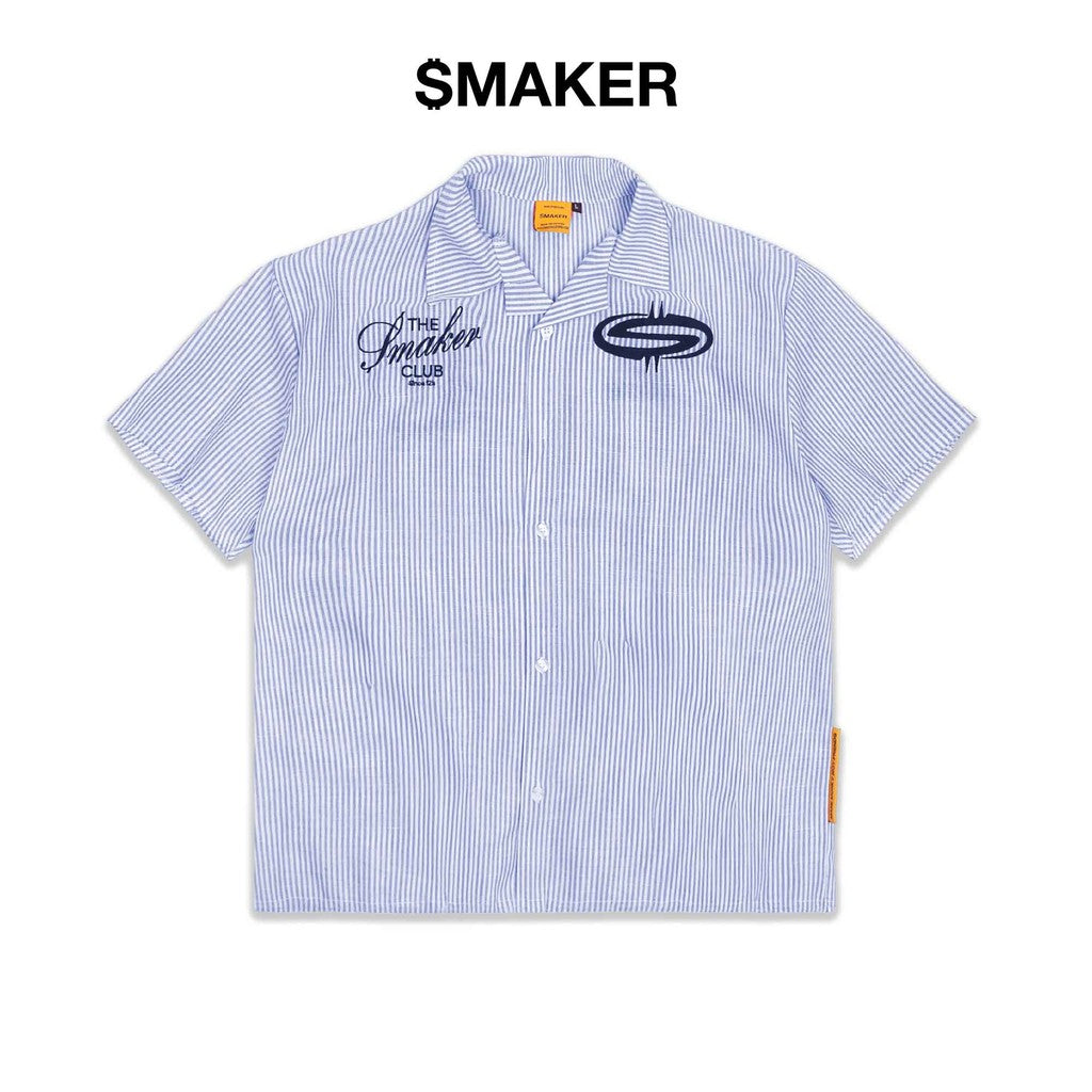 [SMAKER] Linen white and blue striped shirt - IN SHAWTY WE DONT STRIPE SHIRT IN BLUE