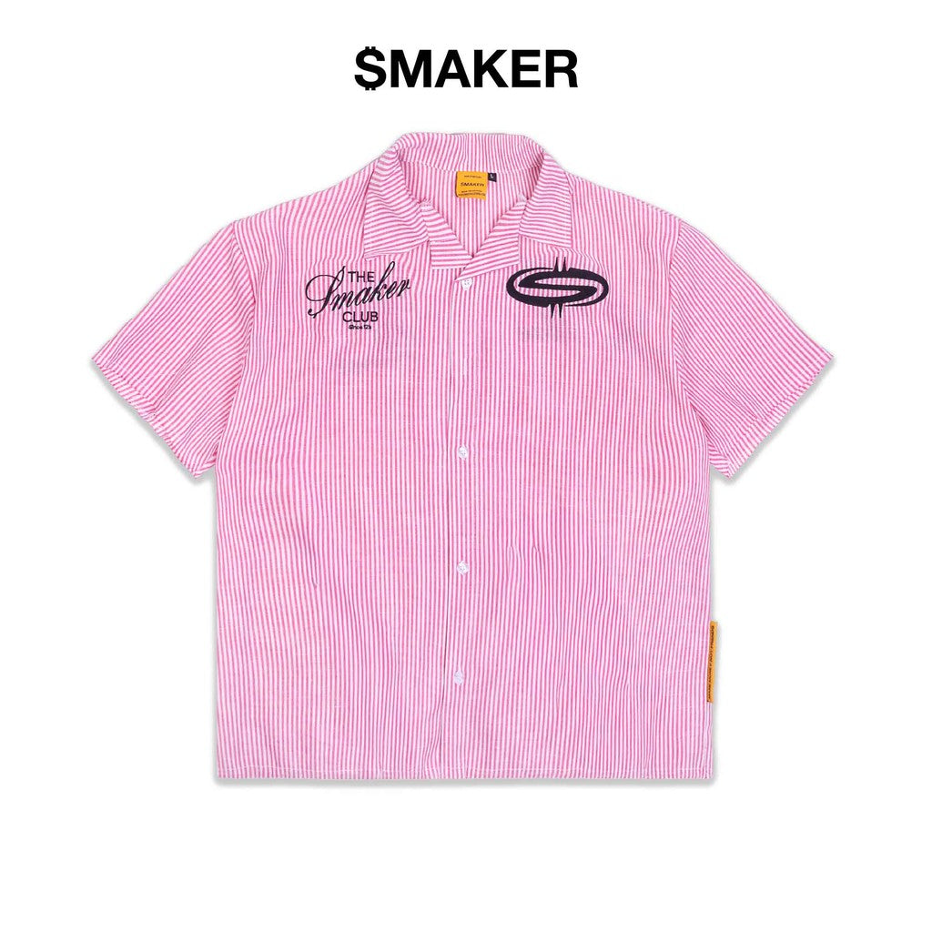 [SMAKER] White and pink striped linen shirt - IN SHAWTY WE DONT STRIPE SHIRT IN PINK