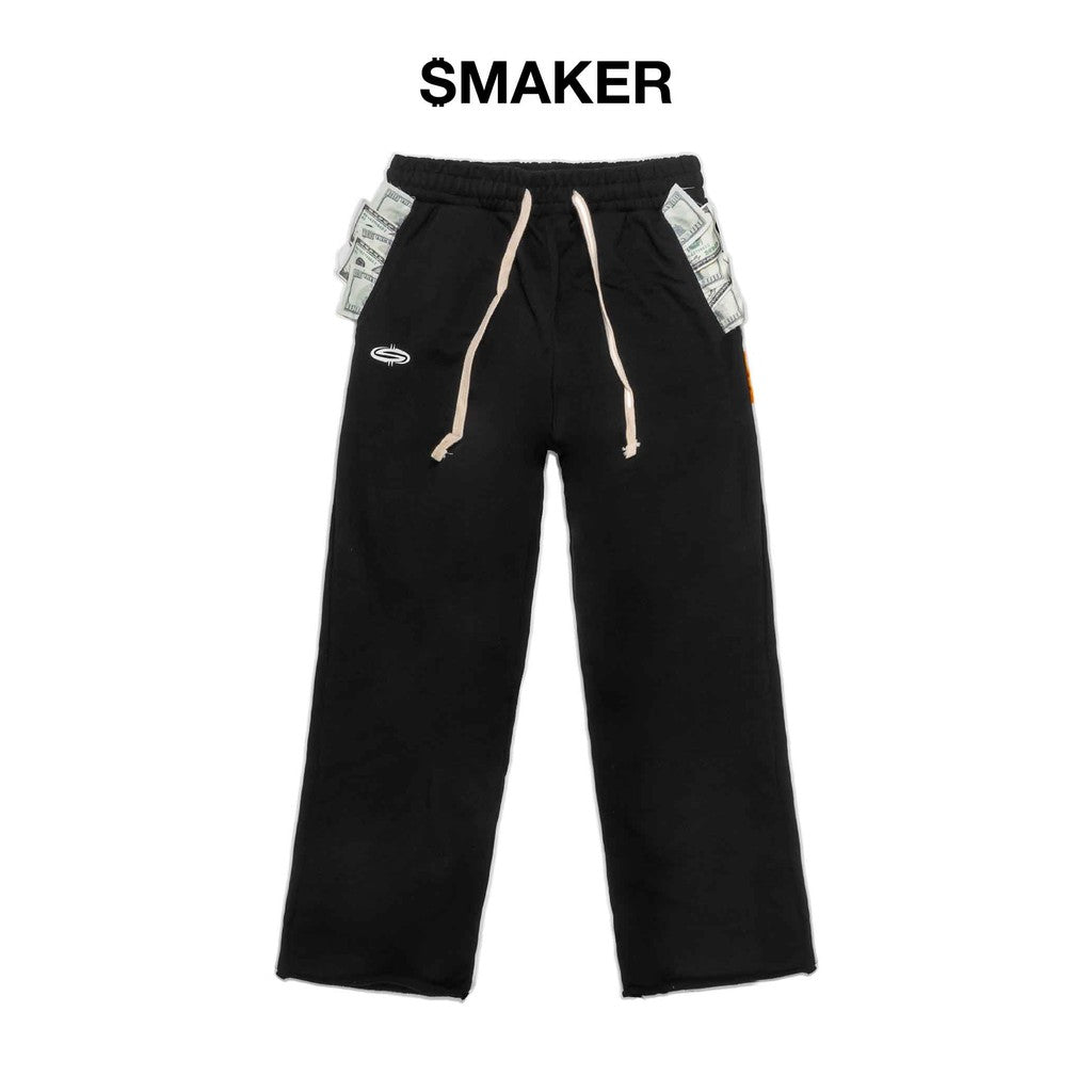 [SMAKER] 100% cotton black sweatpants - 2 POCKETS FULL SWEAT PANTS IN BLACK