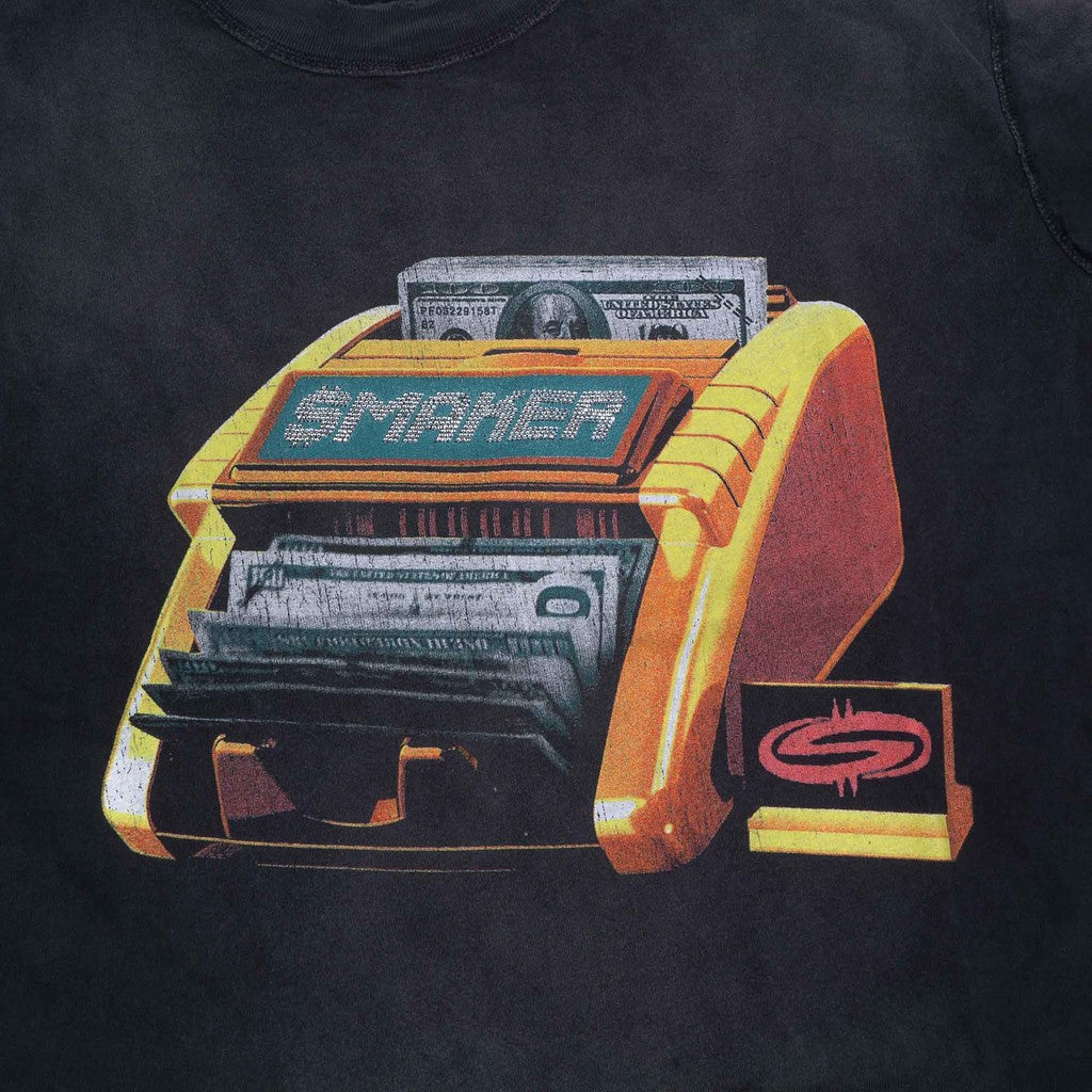 [SMAKER] Áo thun 100% cotton washed màu đen - MONEY COUNTER WASHED TEE IN BLACK
