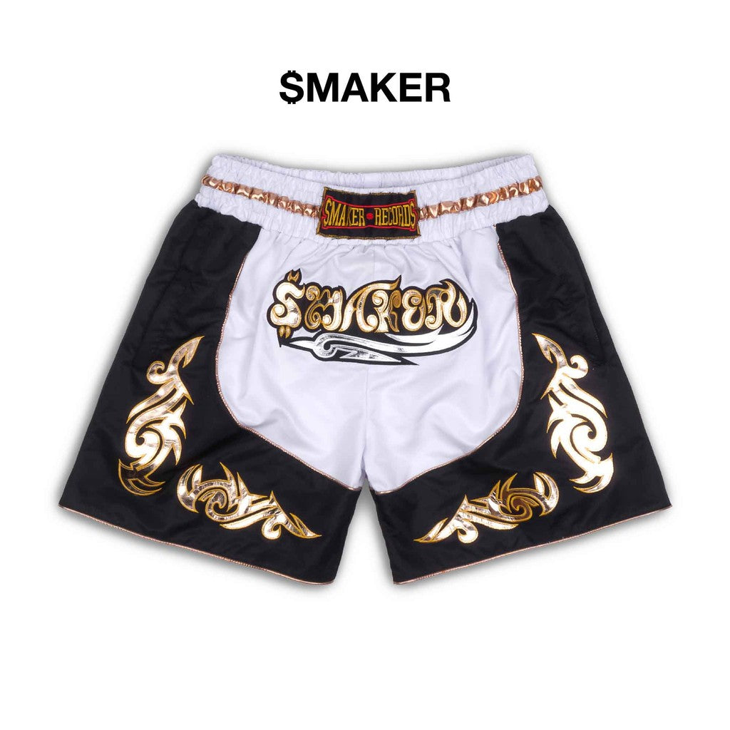 [SMAKER] White boxing style shorts - MUAY SHORTS IN WHITE