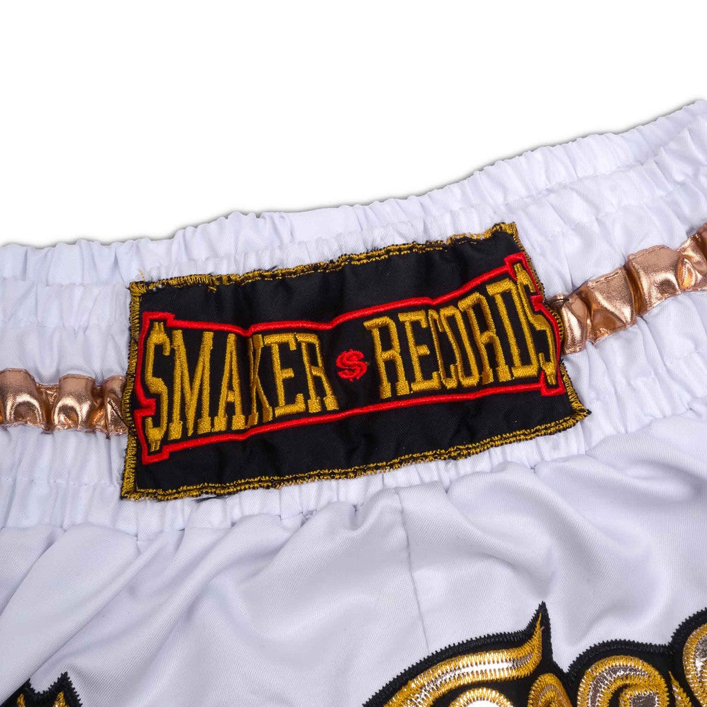 [SMAKER] Quần đùi ngắn phong cách đấm bốc màu trắng - MUAY SHORTS IN WHITE