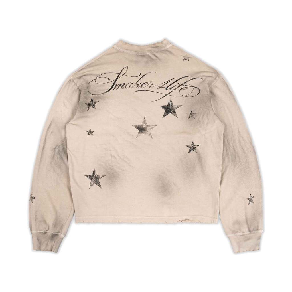 [SMAKER] Áo unisex dài tay màu kem vải washed - NGB SWEATER IN CREAM