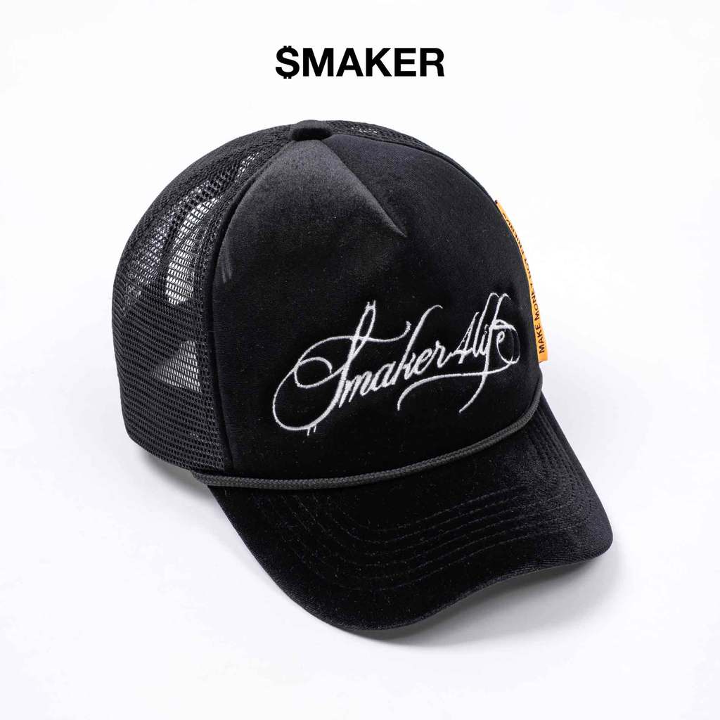 [SMAKER] Nón mũ lưỡi trai màu đen chất nhung - $4L TRUCK HAT IN BLACK VELVET