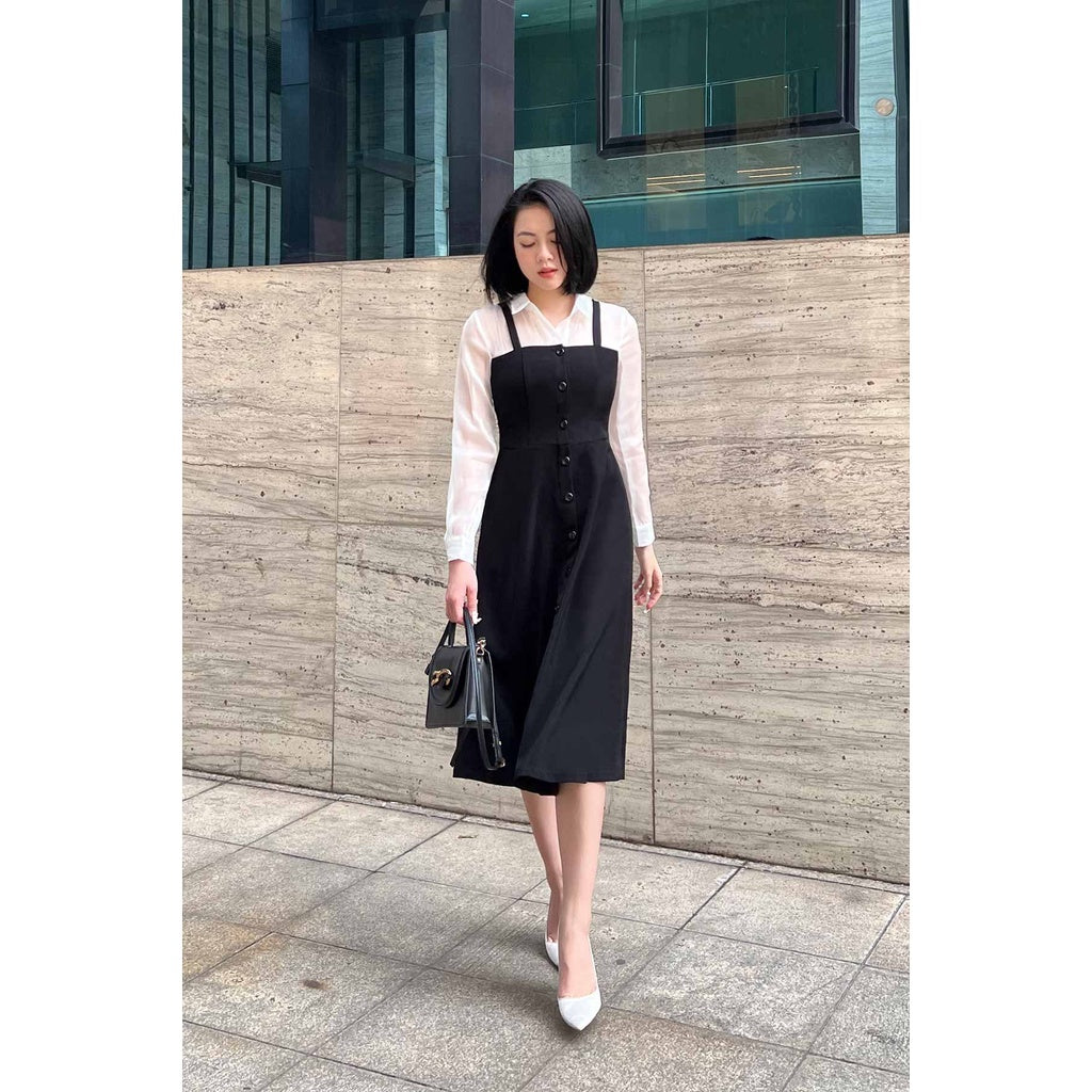 Long-sleeved German collar flared dress - Flared skirt with long-sleeved shirt V63L22Q007