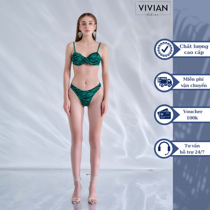 Đồ bơi nữ cao cấp  Bikini dạng hai mảnh áo xoắn - Xanh lá cây - VS154_GN