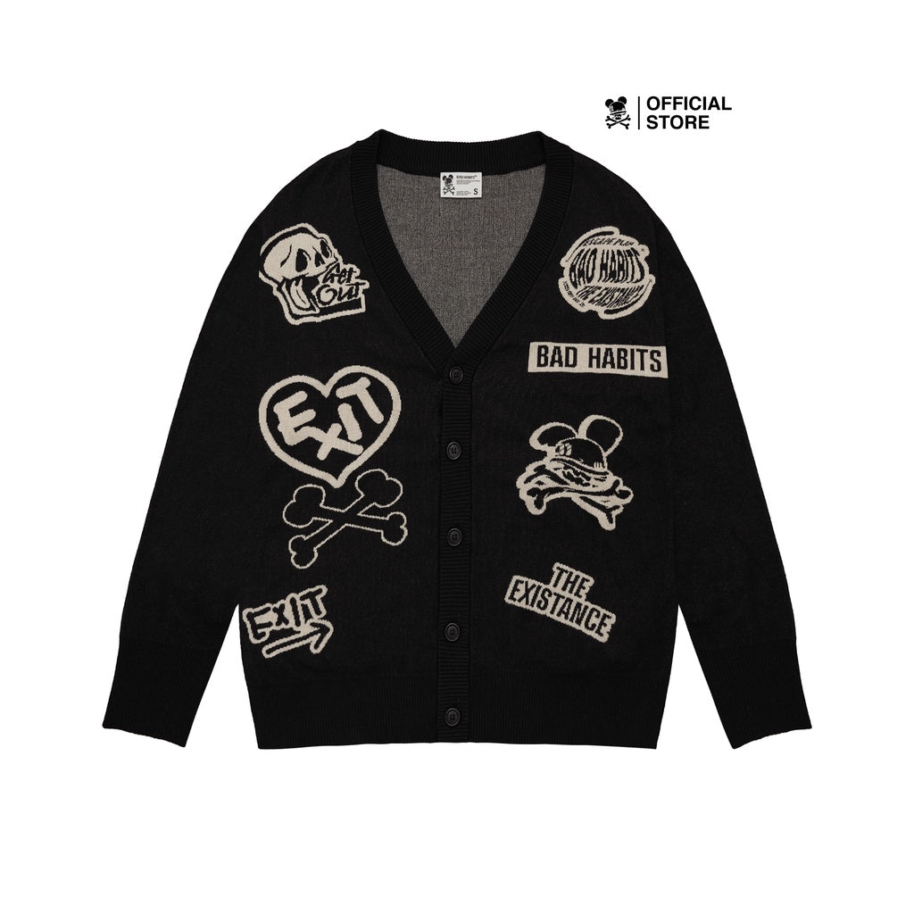 Áo Khoác Len Bad Habits EXIT CARDIGAN BLACK - Local Brand Chính Hãng