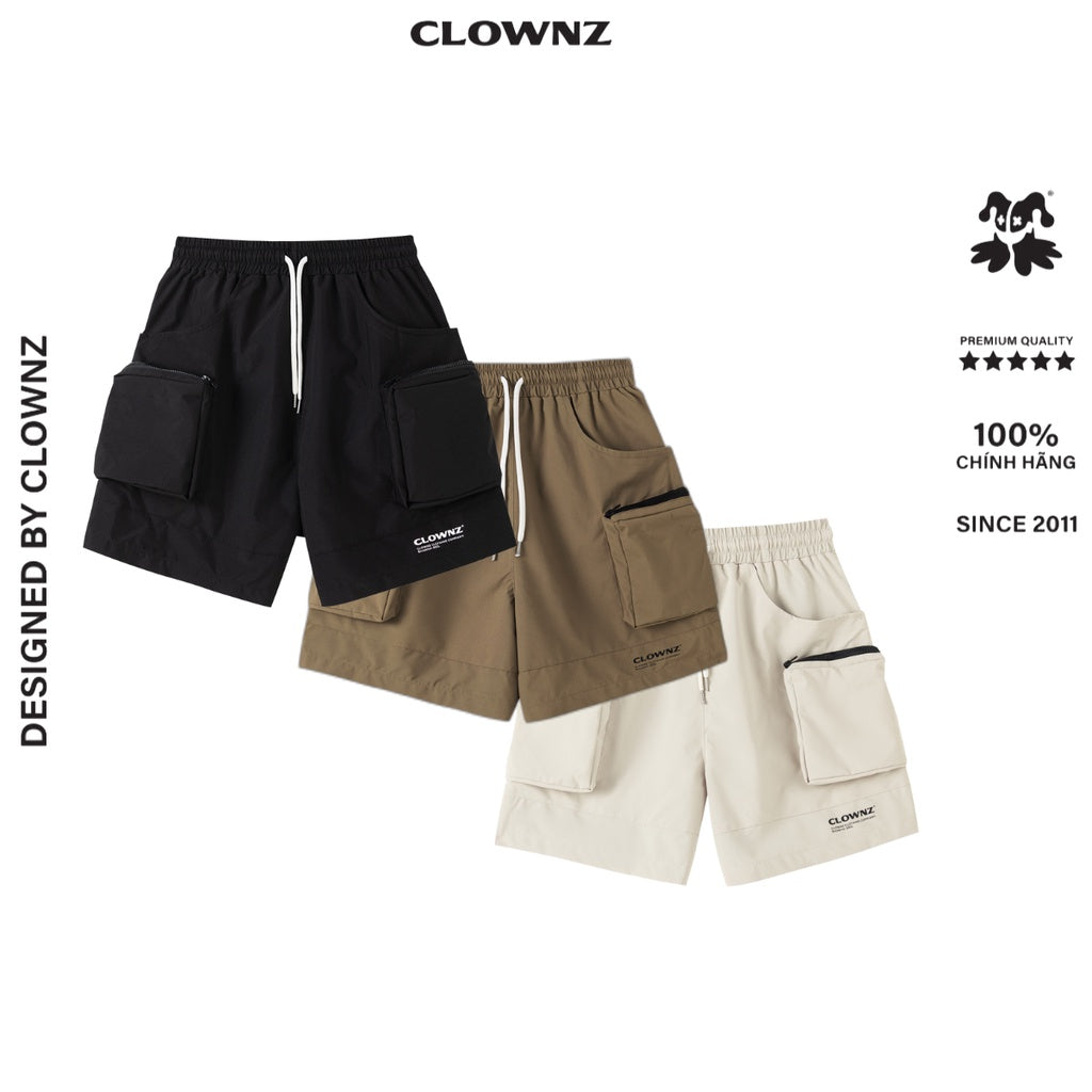 Clownz Parachute local brand unisex 2-layer basic shorts with box and box for men and women, wide form sportswear