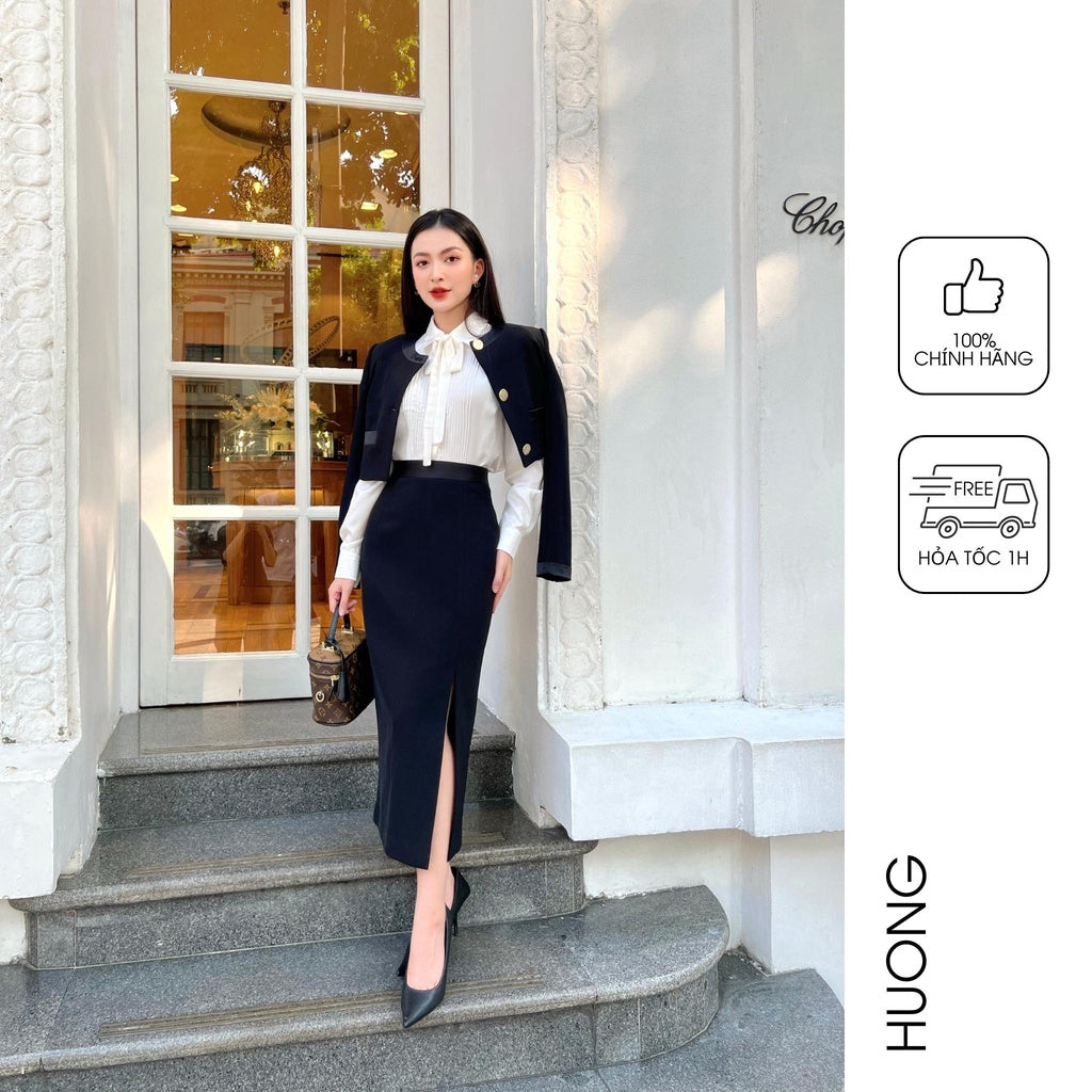 Set of Black Swan blazer and pencil skirt HUONG BOUTIQUE HBVEST261